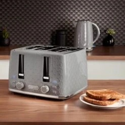 Goodmans Textured 4 Slice Toaster - Grey -Home Furnishings 386707 goodmans textured 4 slice toaster grey