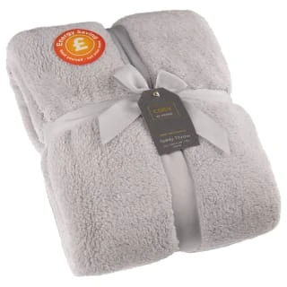 B&M Cosy At Home Silver Teddy Throw 3 B&M Cosy At Home Silver Teddy Throw