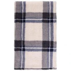 Simply Everyday Check Sherpa Throw - Navy -Home Furnishings 388694 navy check sherpa throw 2