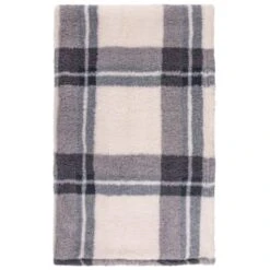Simply Everyday Check Sherpa Throw - Grey 9 Simply Everyday Check Sherpa Throw - Grey -Home Furnishings 388697 grey check sherpa throw 2
