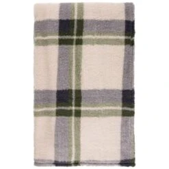 Simply Everyday Check Sherpa Throw - Green -Home Furnishings 388700 green check sherpa throw 2