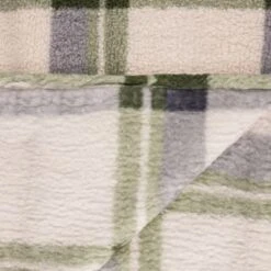 Simply Everyday Check Sherpa Throw - Green -Home Furnishings 388700 green check sherpa throw 4
