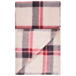Simply Everyday Check Sherpa Throw - Red -Home Furnishings 388703 red check sherpa throw 3