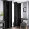 B&M Oxford Black Black Out Curtains With Eyelets 46 X 72" -Home Furnishings 388922 388923 388924 388925 388927 oxford black black out curtain with eyelets