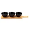 B&M Wooden Serve Board With Black Dip Bowls -Home Furnishings 390356 set of 3 black dip bowls