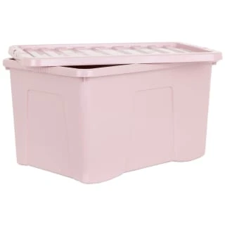 B&M Storage Box With Lid 60L - Dusty Pink 4 B&M Storage Box With Lid 60L - Dusty Pink - Image 2