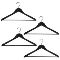 B&M Matt Black Wooden Hangers 4pk -Home Furnishings 392148 4pk matte black wooden hangers 2