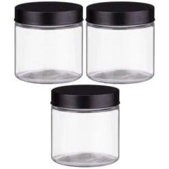 Set Of 3 Jars With Black Lids 7 Set Of 3 Jars With Black Lids -Home Furnishings 394387 set 3 jars with black lids 2