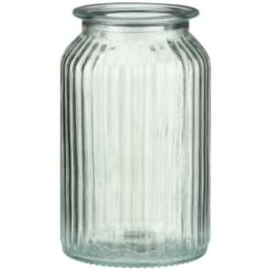 B&M Large Ribbed Glass Jar With Wooden Lid -Home Furnishings 394426 ribbed glass jar with wooden lid large 3