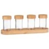 B&M Set Of 4 Glass Spice Jars With Bamboo Wood Base -Home Furnishings 394437 set of 4 glass spice jars with bamboo wood lid and base