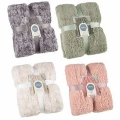 B&M Simply Two Tone Teddy Throw - Grey -Home Furnishings 394924 394926 394927 394928 simply plain teddy throw group 3
