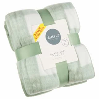 Simply Sage & Gingham Polar Fleece Throw 2pk 3 Simply Sage & Gingham Polar Fleece Throw 2pk