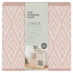 Lokken Printed Storage Cubes 2pk - Pink Diamond -Home Furnishings 395838 2pk printed lokken storage cubes pink diamond 2