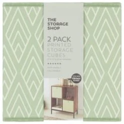 Lokken Printed Storage Cubes 2pk - Sage Diamond -Home Furnishings 395843 2pk printed lokken storage cubes sage diamond 2
