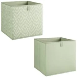Lokken Printed Storage Cubes 2pk - Sage Diamond -Home Furnishings 395843 2pk printed lokken storage cubes sage diamond 3