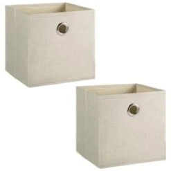 Lokken Linen Storage Cubes 2pk - Natural -Home Furnishings 395852 2pk linen lokken storage cubes natural 3