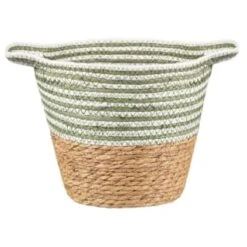 B&M Stripe Top Basket With Handle - Green