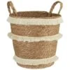 B&M Fringe Stripe Wicker Basket -Home Furnishings 395929 fringe stripe wicker basket