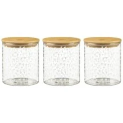 B&M Printed Glass Bamboo Storage Jars 3pc -Home Furnishings 396485 3pk printed glass bamboo storage jars 2