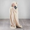 Simply Kids Hooded Sherpa Blanket - Natural 2 Simply Kids Hooded Sherpa Blanket - Natural -Home Furnishings 400212 simply kids hooded sherpa blanket natural