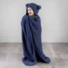 Simply Kids Hooded Sherpa Blanket - Navy -Home Furnishings 400216 simply kids hooded sherpa blanket navy